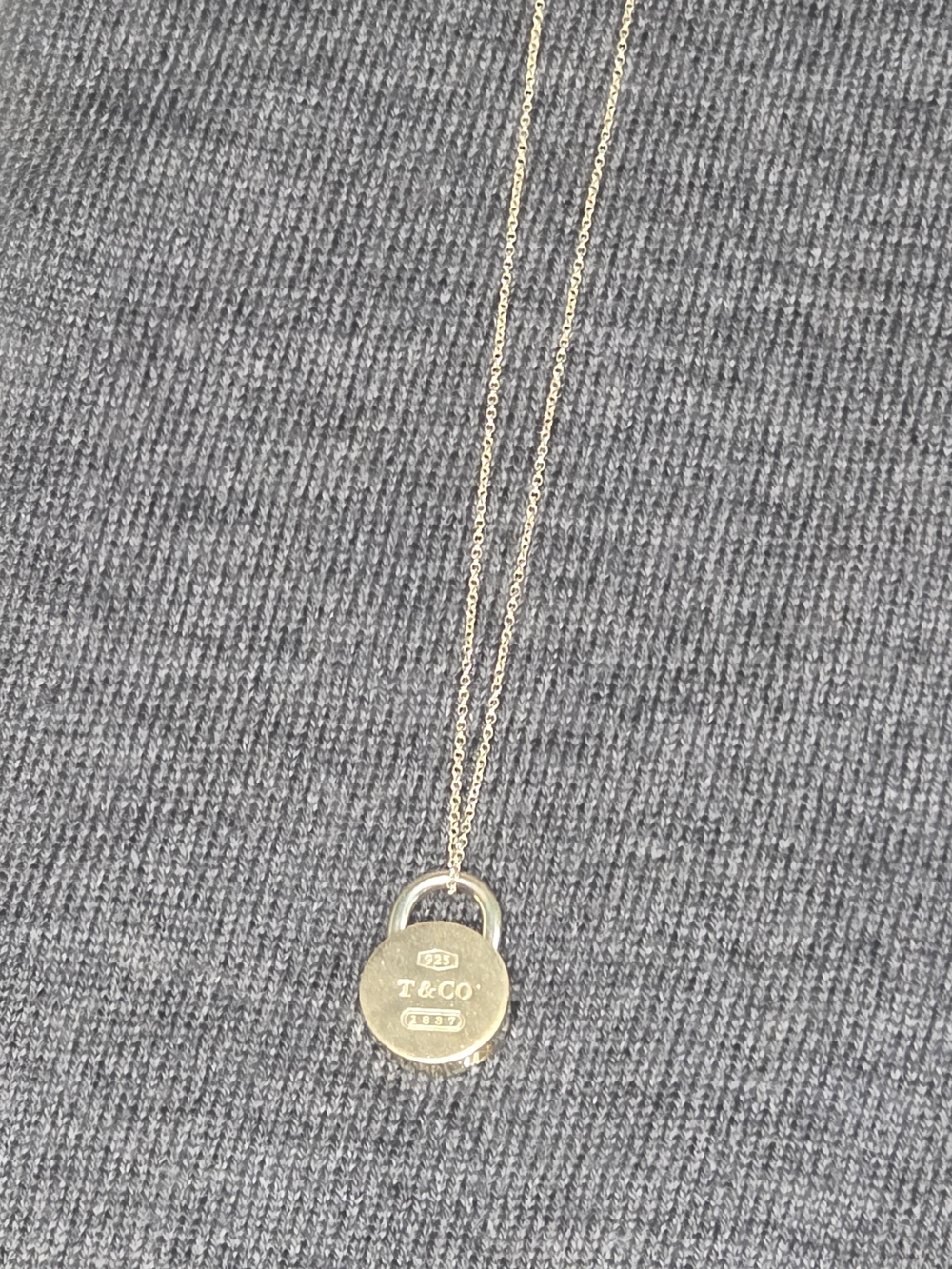 Tiffany & Co. 1837 Sterling Silver Round Padlock Pendant Necklace 16" Chain